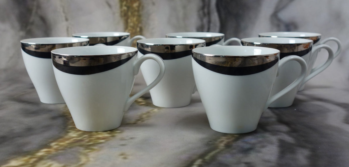8 Replacement Cups Mikasa Platinum Fascination Pattern Made in Japan NO SAUCERS