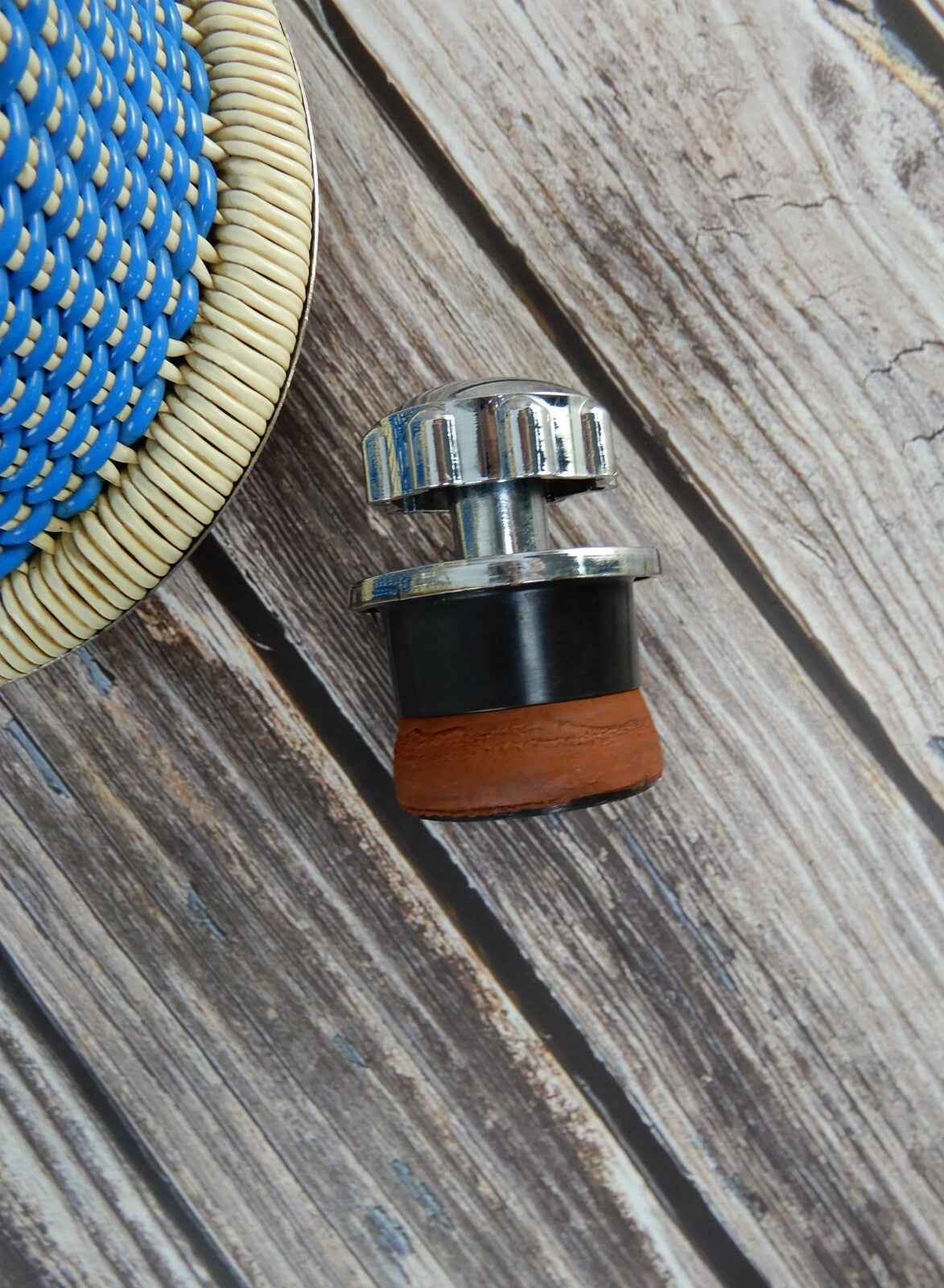 Vintage Plastic Wicker Wrapped 4 Cup Thermos