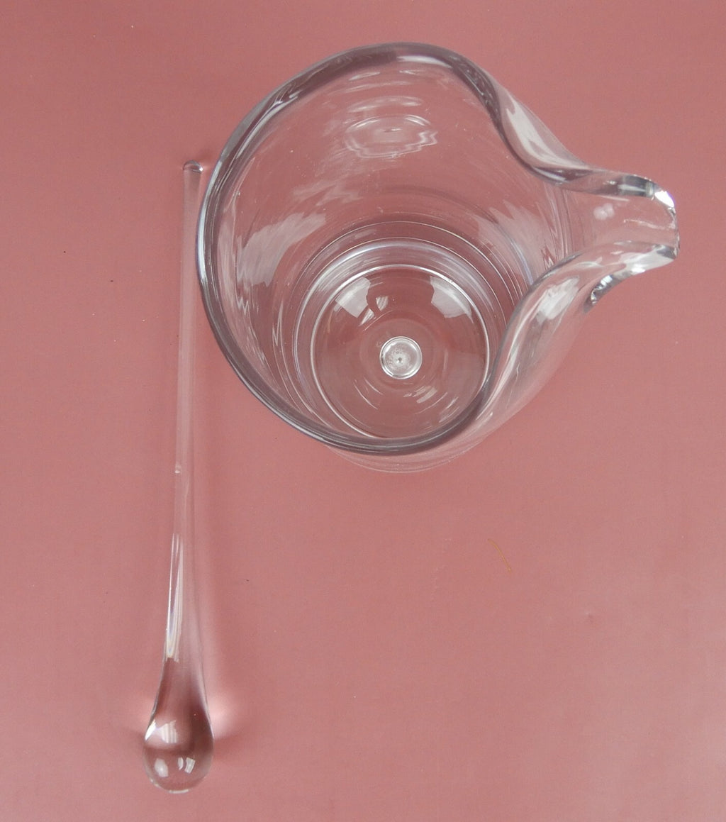 Vintage Cocktail Pitcher w/ Glass Stirrer Open Bubble in the Base 9-1/8"
