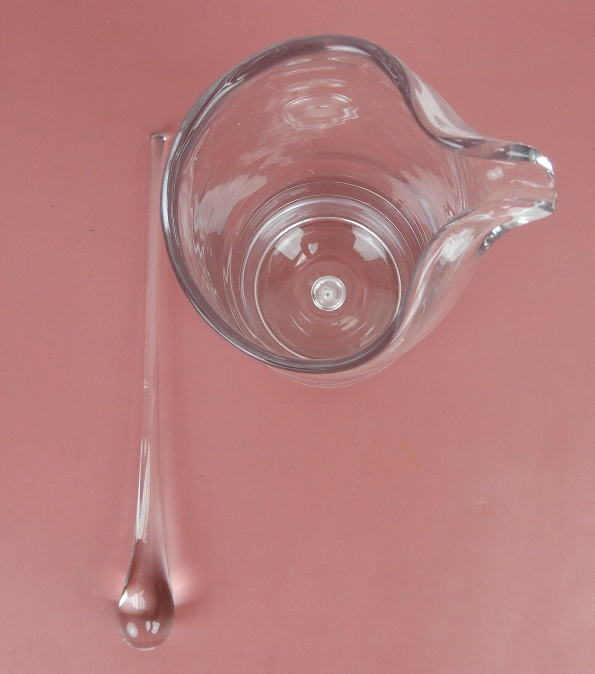 Vintage Cocktail Pitcher w/ Glass Stirrer Open Bubble in the Base 9-1/8"