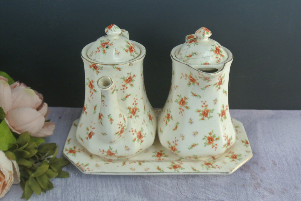Vintage 3 Piece Floral Tea Set By MM by Moriyama Morimachi Japan