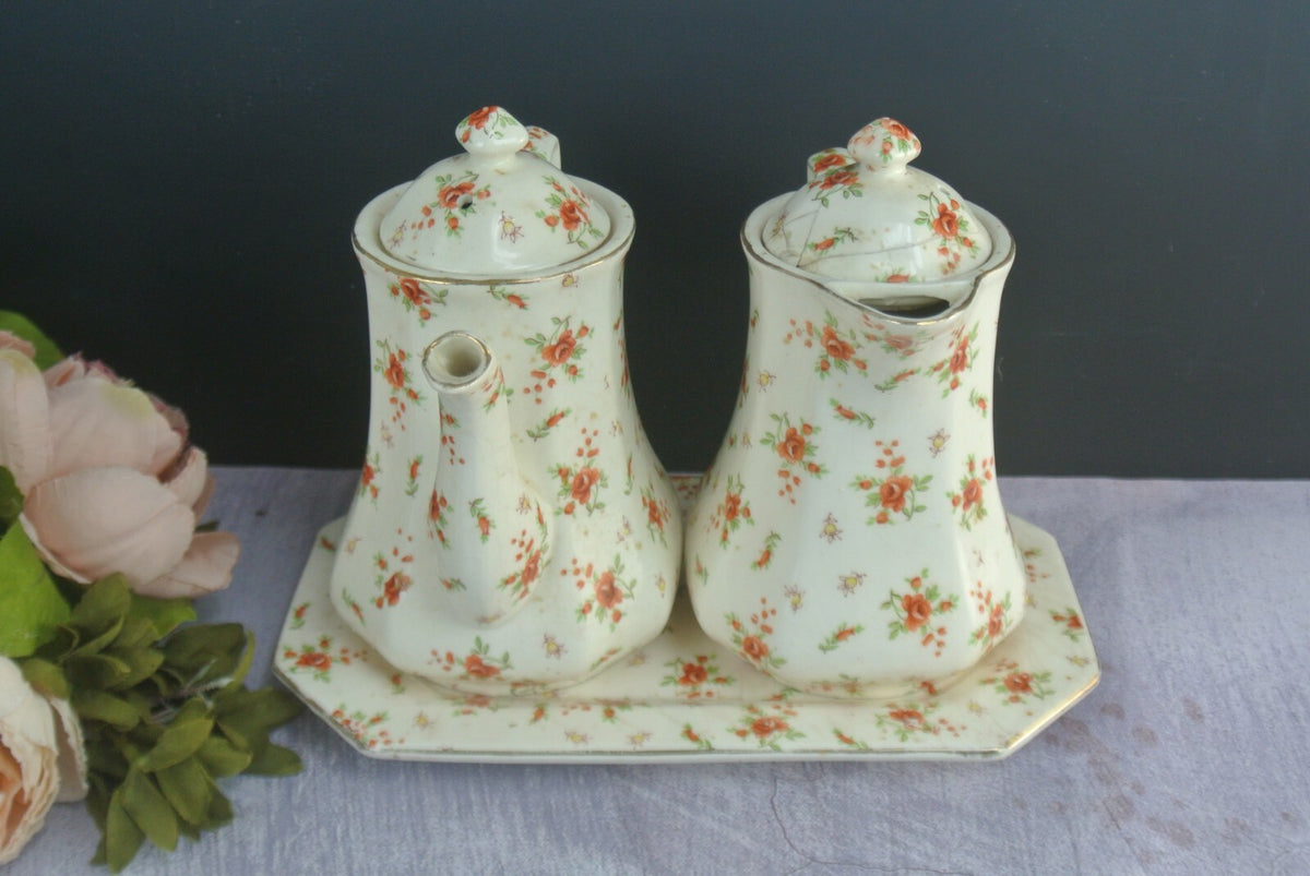 Vintage 3 Piece Floral Tea Set By MM by Moriyama Morimachi Japan