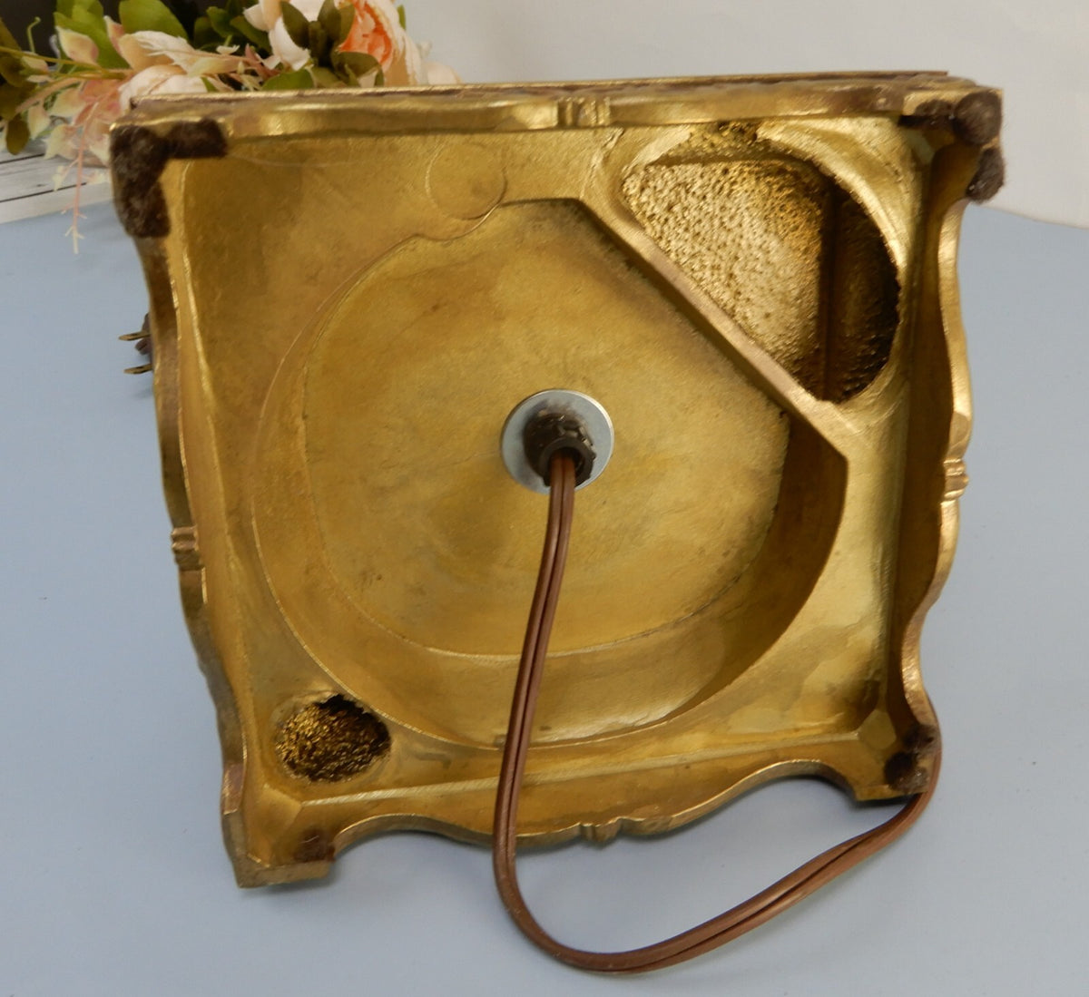 Vintage Tall Cherub Brass and Frosted Glass 3- Way Table Lamp