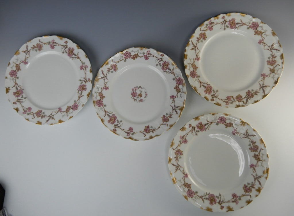 Antique Haviland Limoges France Set of Four 8-1/2" Luncheon Plates