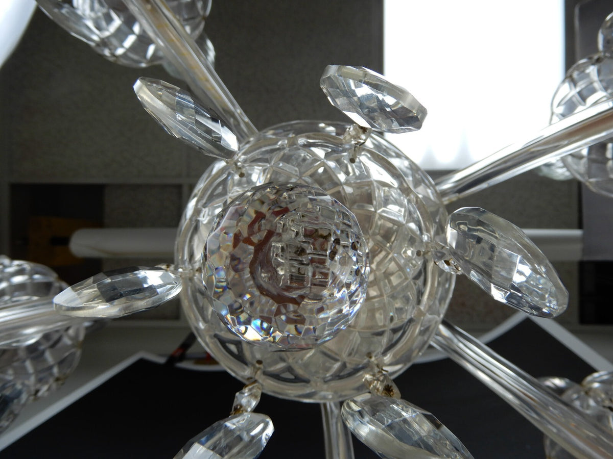 Vintage 20-5/8" 5 Arm Light Light Crystal & Glass Chandelier