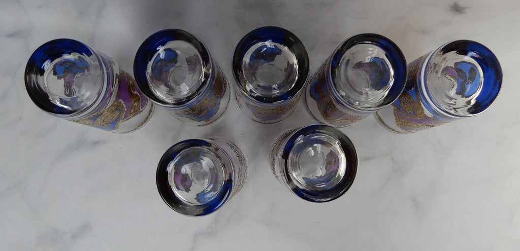 Seven Georges Briard Signed Mid-Century Apple and Pear Pageant Highball Glasses