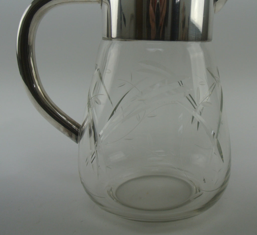 Vintage Big and Heavy 4-1/2 Lbs. Cut Crystal Pitcher With Silver Plated Top