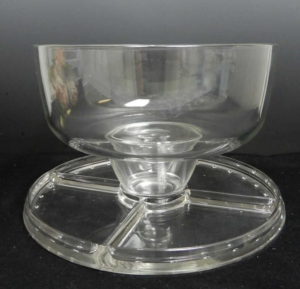 Multiuse Glass Server Punch Bowl,Chip and Dip Bowl, Cake Stand