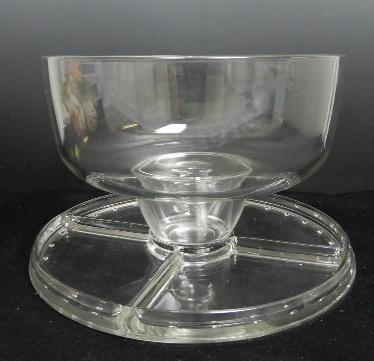 Multiuse Glass Server Punch Bowl,Chip and Dip Bowl, Cake Stand