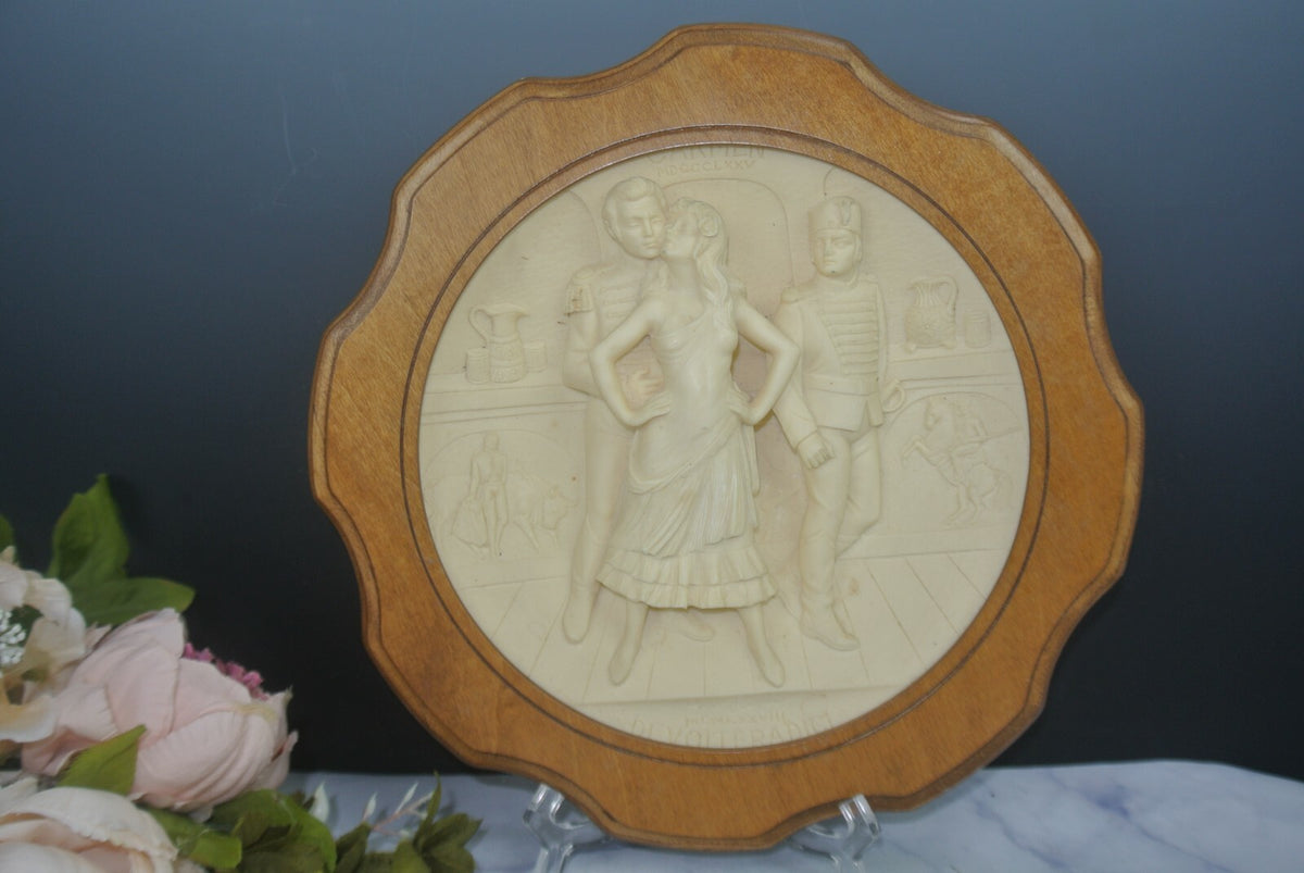 Vintage La Scala "Carmen" Collector Plate By Georges Bizet  w/Wood Frame