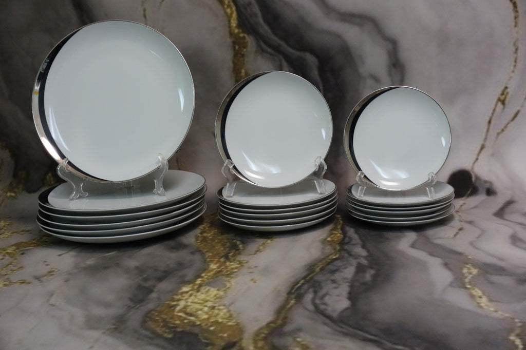 36 Pc 6-Piece 6 Place Setting Mikasa Platinum Fascination Pattern Made in Japan