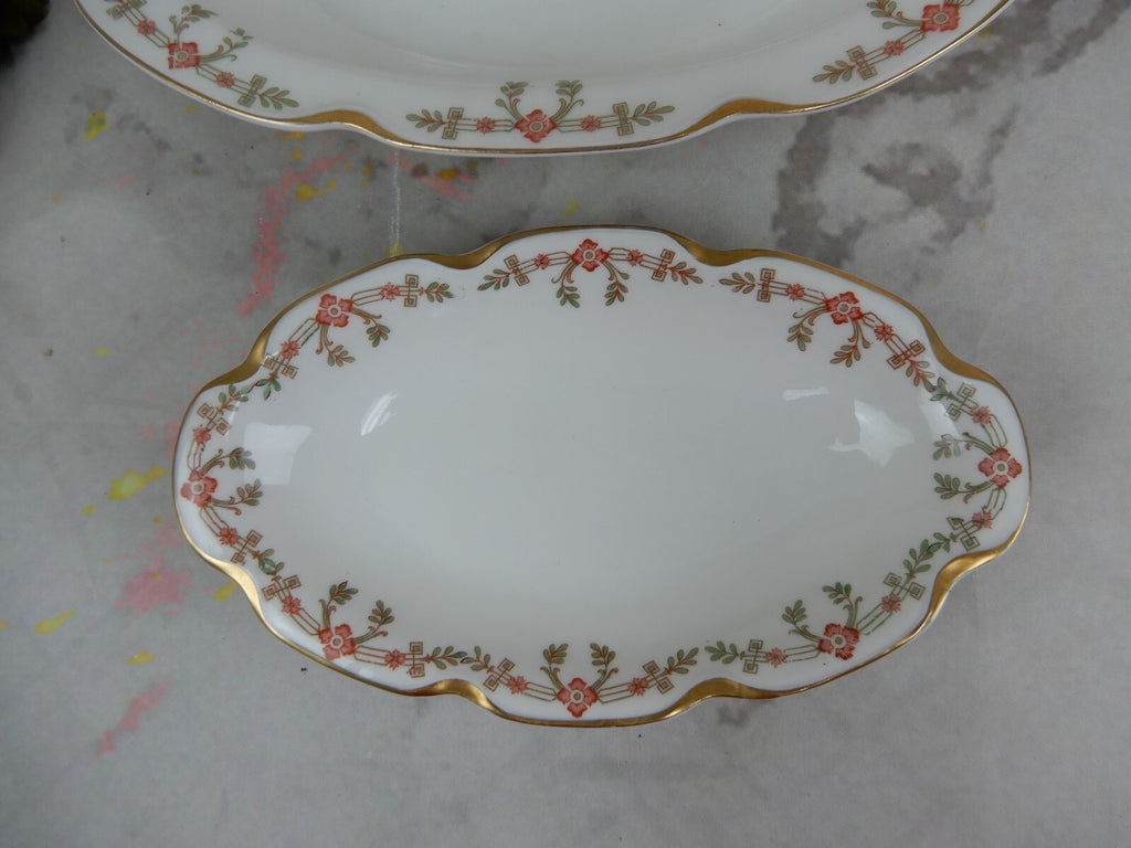 Vintage Haviland Limoges Schleiger 580 Pattern Serving Bowl And Relish Dish