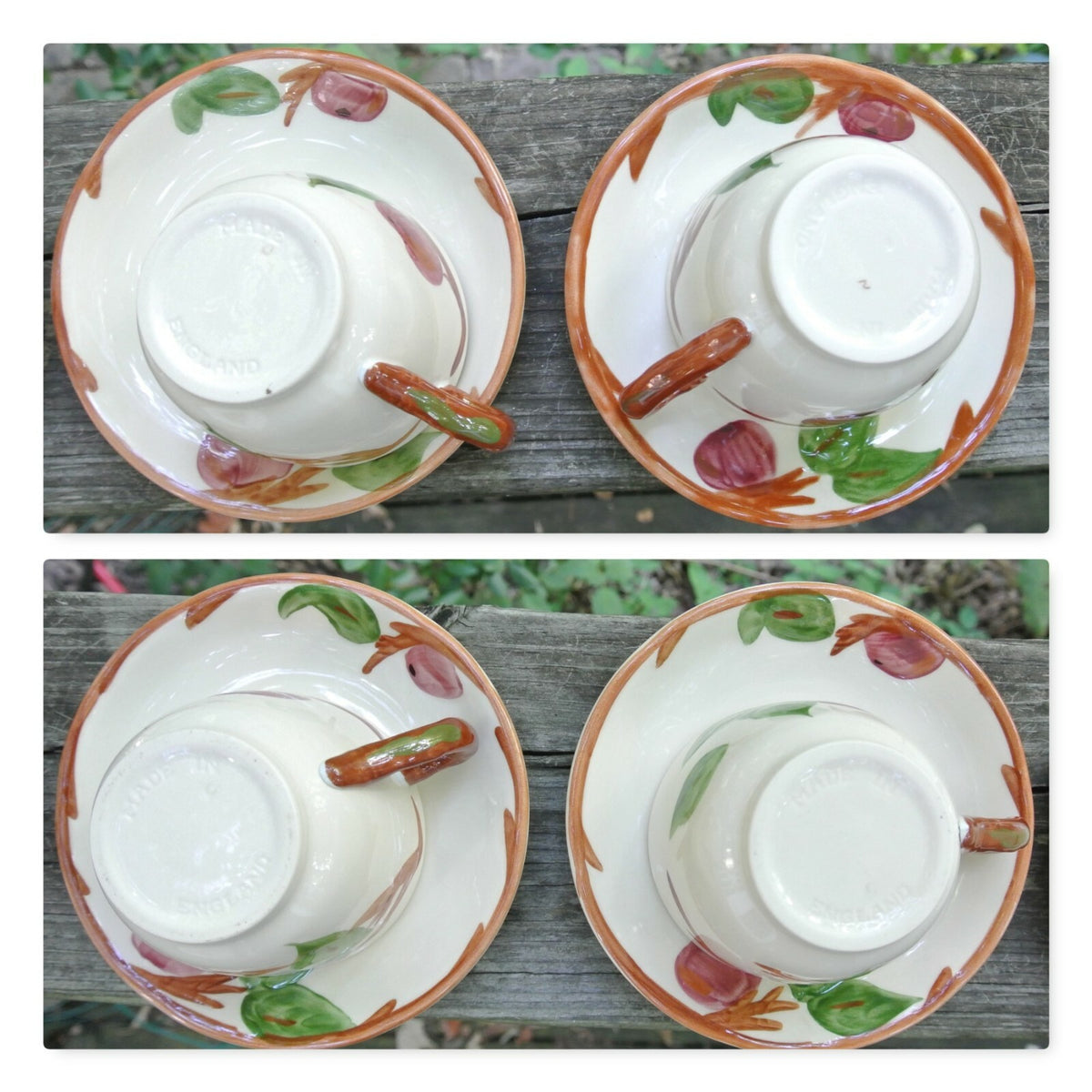 Set of 4 Franciscan Apple Cup and Saucers Made in England