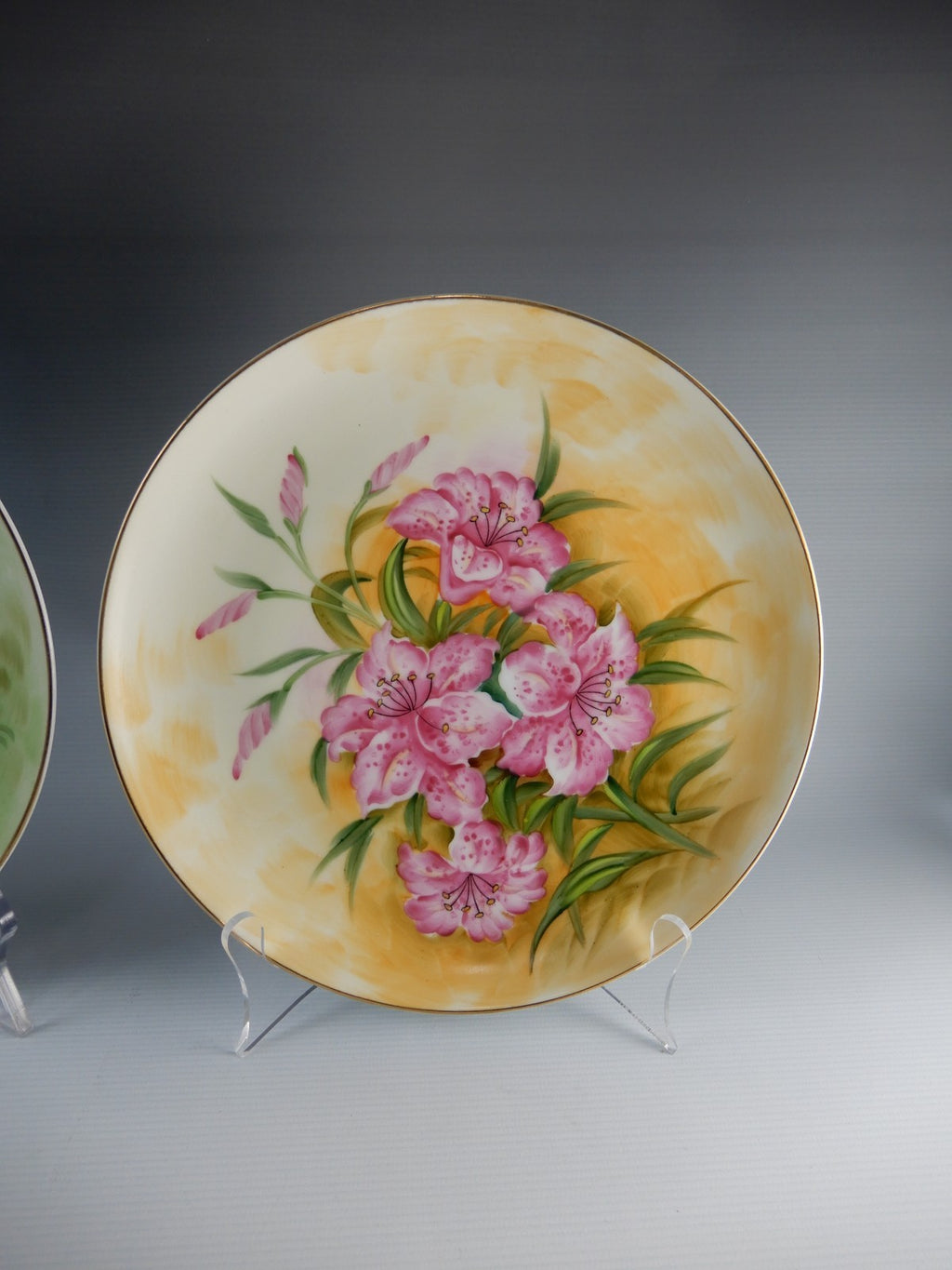 Set of 3 Lefton China Decorative Floral Plate Hand Painted Gold Rim SL 1283 (B)
