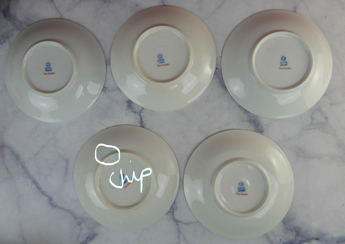 Vintage KPM Germany "The Emden" Porcelain Cups and Saucers