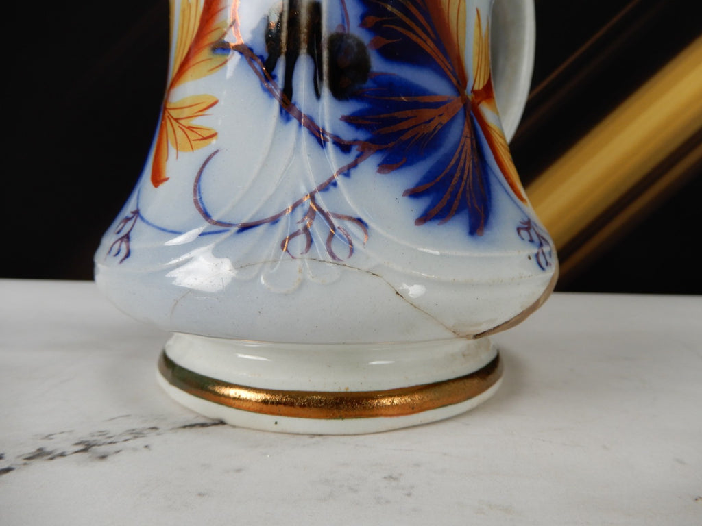 1856 Edward Walley Niagara Shape Flow Blue,Leaves & Berries Ironstone Creamer