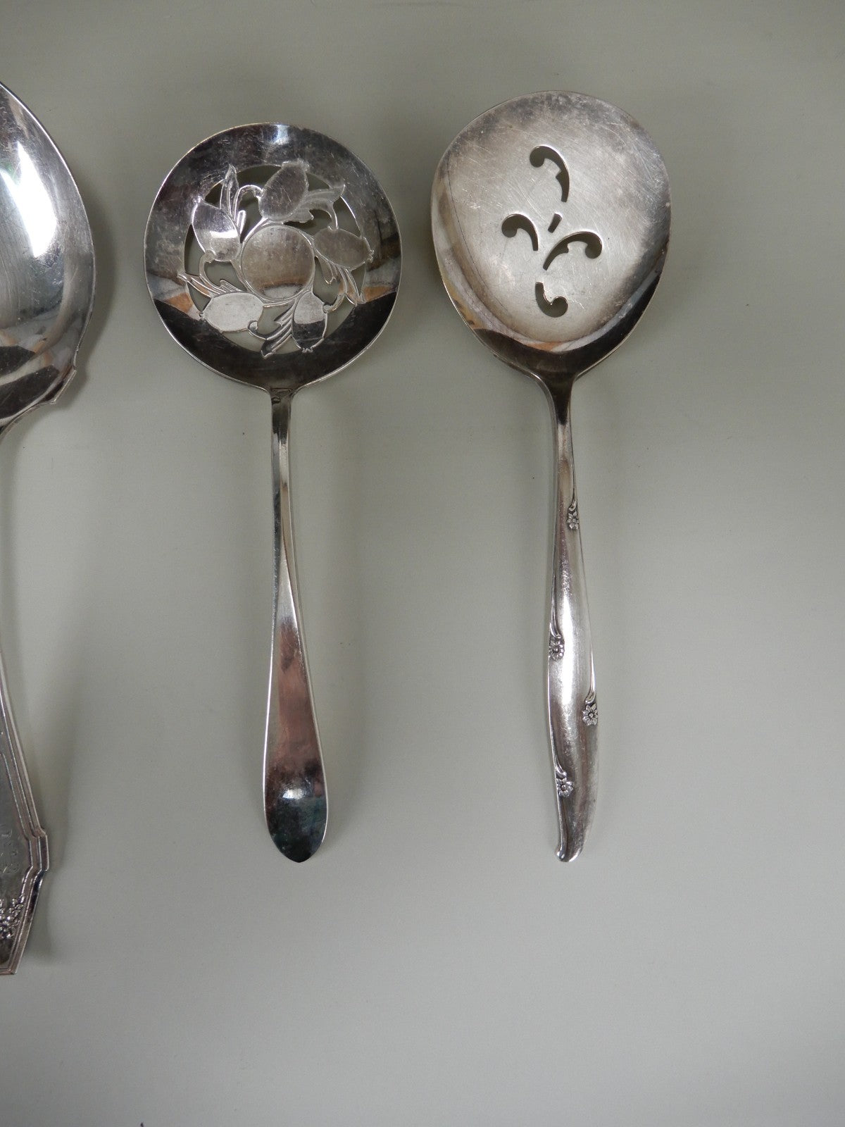 Lot of 4 Silver-Plated Kitchen Flatware Serving Pieces (Various Brands) As Is