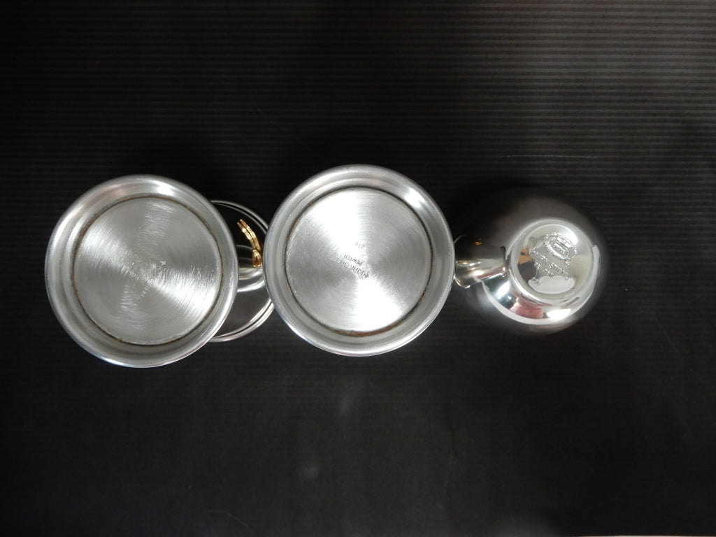 Kirk Stieff English Pewter 2 Julep Cups  and one Jefferson Cup w/Gold Ducks
