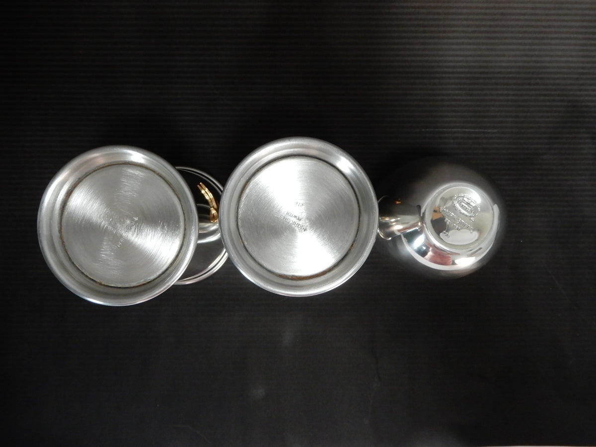 Kirk Stieff English Pewter 2 Julep Cups  and one Jefferson Cup w/Gold Ducks