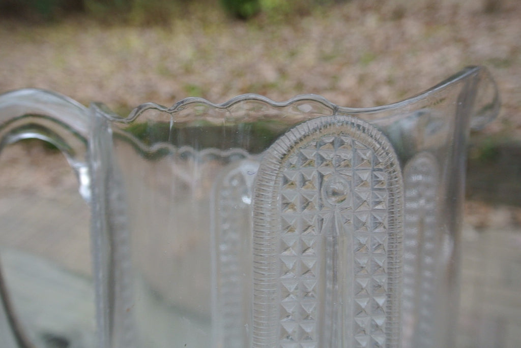 Antique Curtain Tie Back Pitcher Early American Pattern Glass Adams & Co