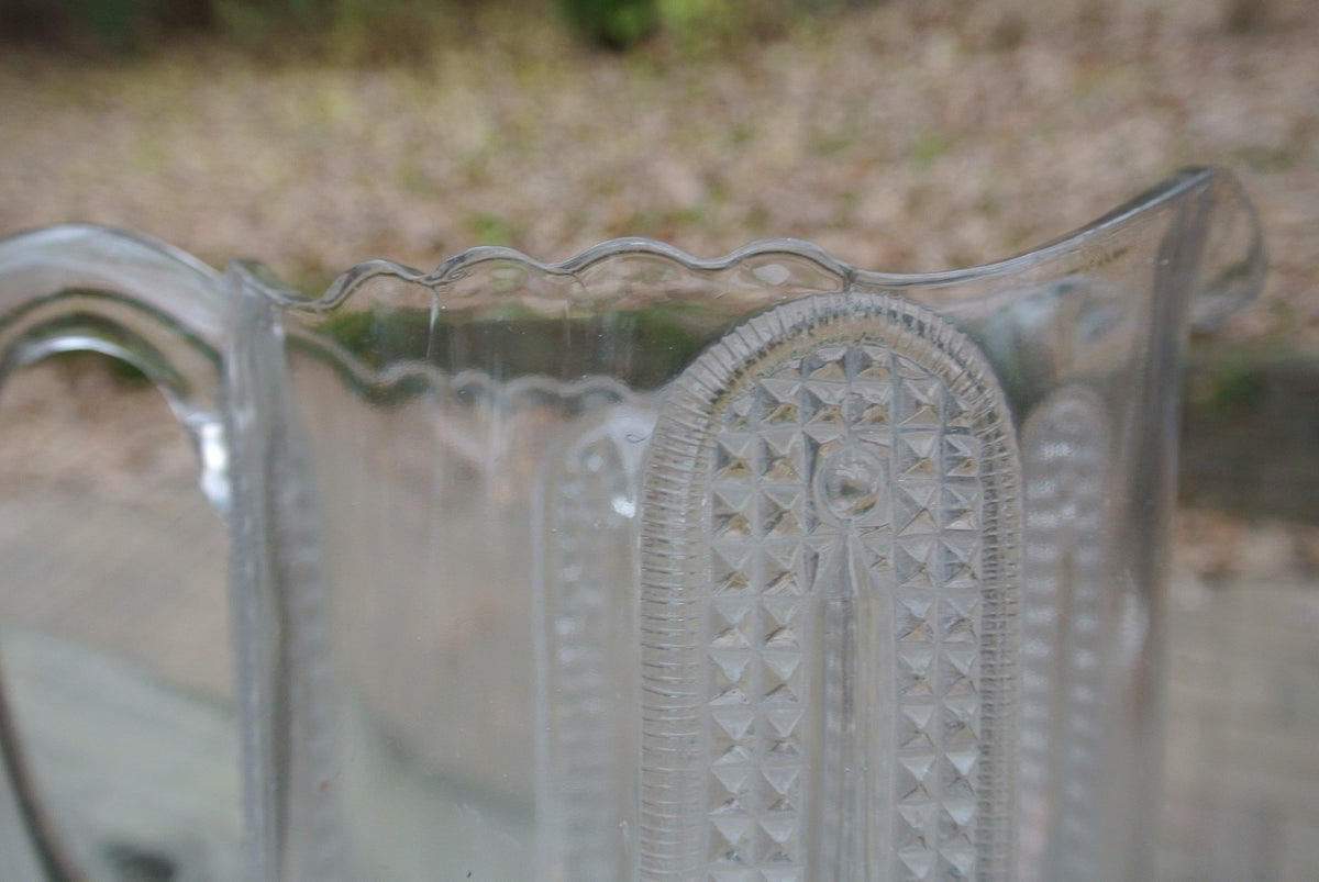 Antique Curtain Tie Back Pitcher Early American Pattern Glass Adams & Co