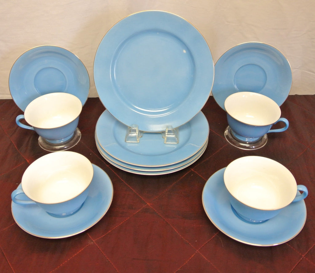 ~~`Set of 4 Noritake Blue Morimura China Cup and Saucer and Dessert Plate~~~B