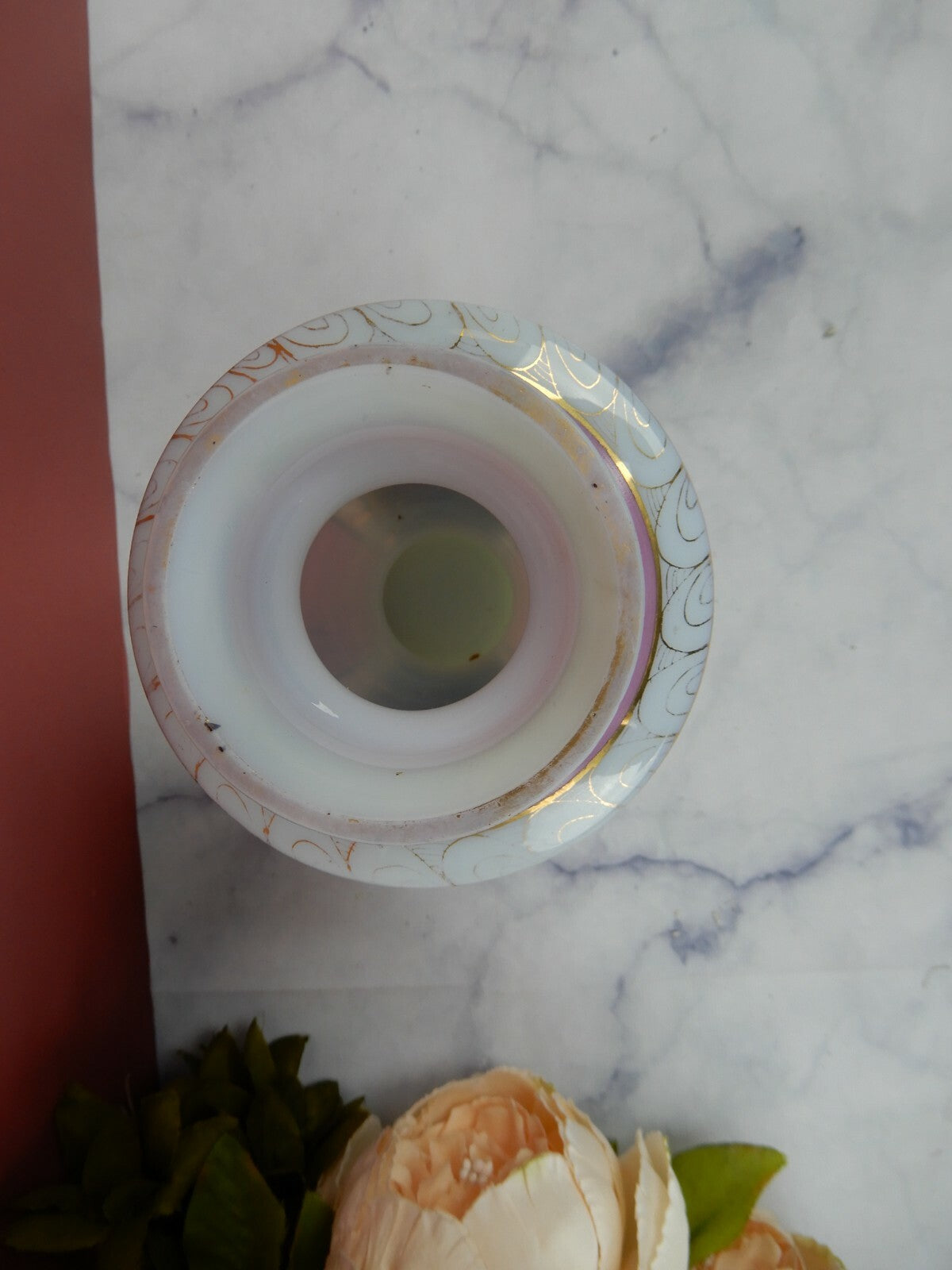 Vintage Glass Vase Footed Hand Painted with Courting Couple