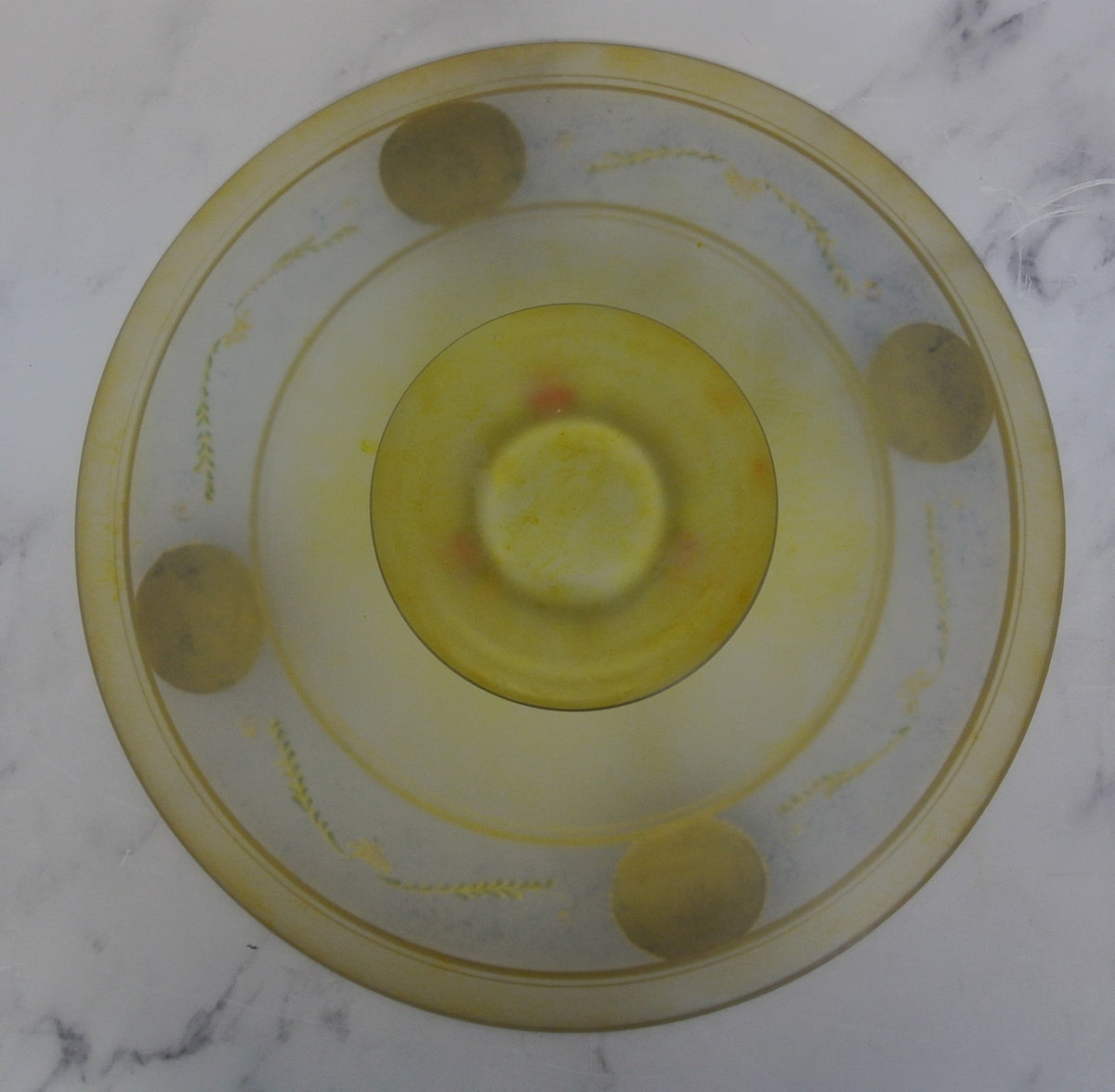 Vintage Bohemian Glass Hand Painted Enamel Footed Bowl, Stand