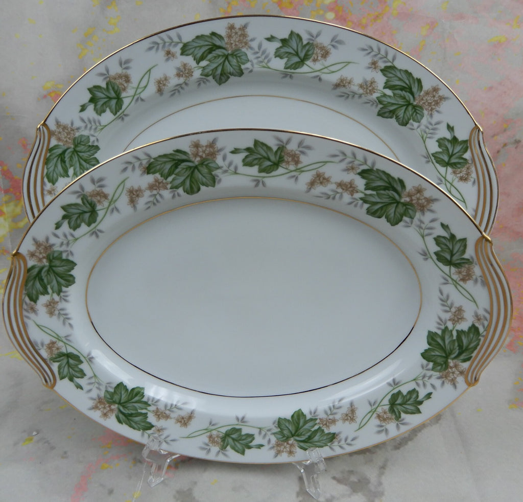 Vintage Noritake "Daphne"  Pattern Set of Two Platters 13-5/8" and 11-3/4"