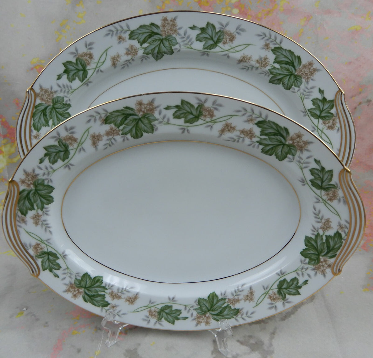 Vintage Noritake "Daphne"  Pattern Set of Two Platters 13-5/8" and 11-3/4"