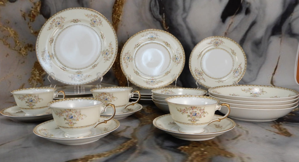 28 Pc  Seven-Piece 4 Place Setting Royal Embassy China "Fresno" Pattern