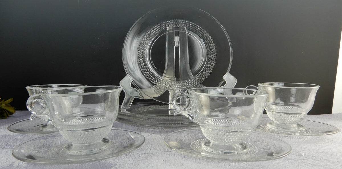 16 Piece 4 Place Setting Vintage Duncan & Miller Crystal Teardrop Pattern