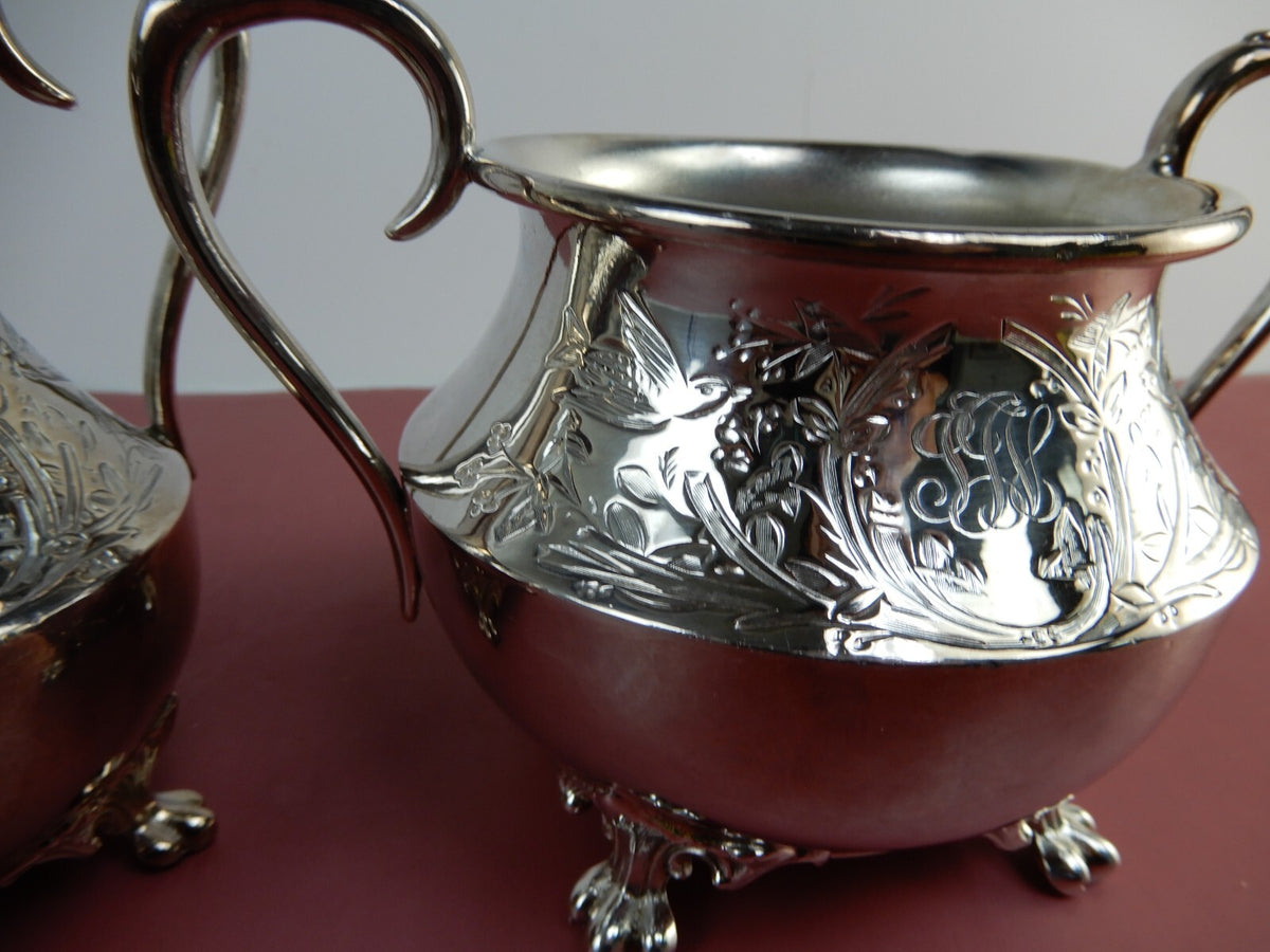 Vintage Atkinson Bros Silver-Plated Creamer and Sugar Bowl