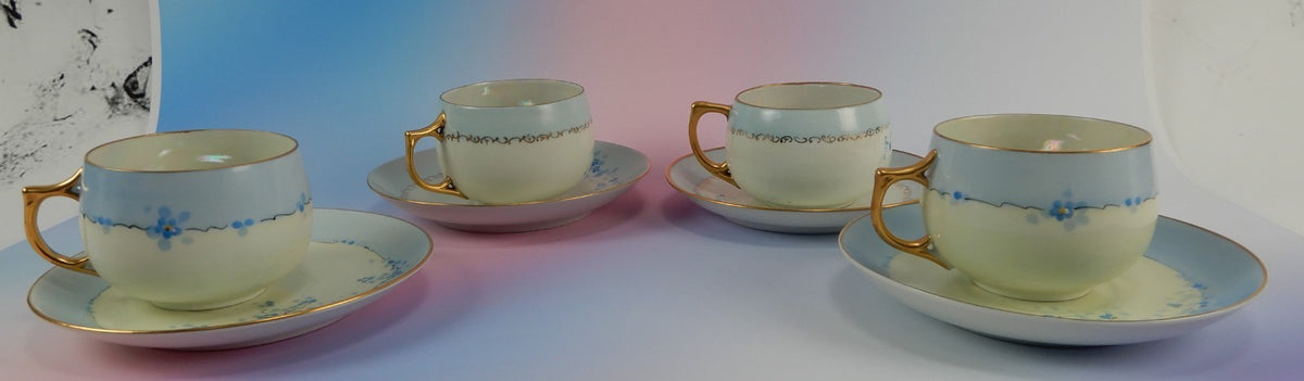 4 Pc. Stouffers Hand Decorated Blue Forget Me Not~ Cups and Saucers