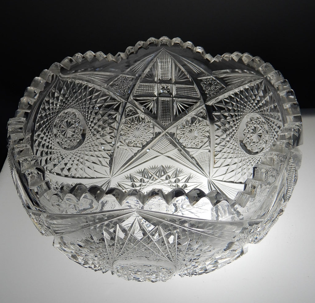 Antique American Brilliant ABP Heavy Crystal Cut Glass 7-1/2" Bowl