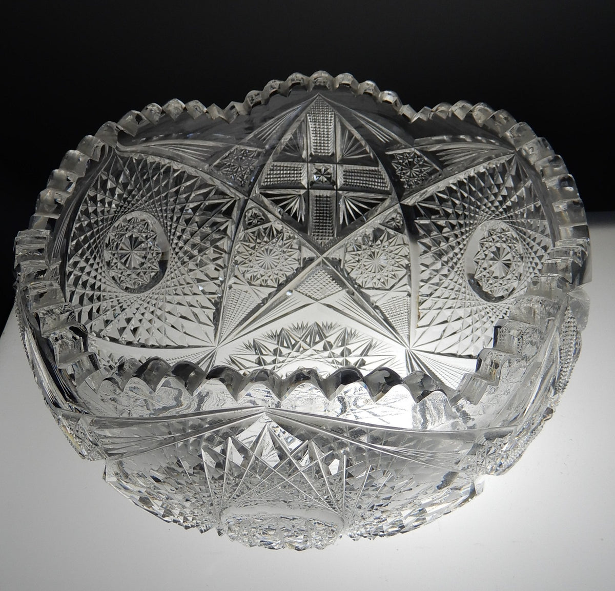 Antique American Brilliant ABP Heavy Crystal Cut Glass 7-1/2" Bowl