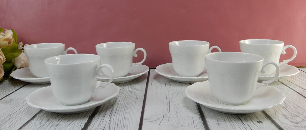 Seltmann Weiden Bavaria West Germany Theresia White Flat ~ 6 of Cups and Saucers