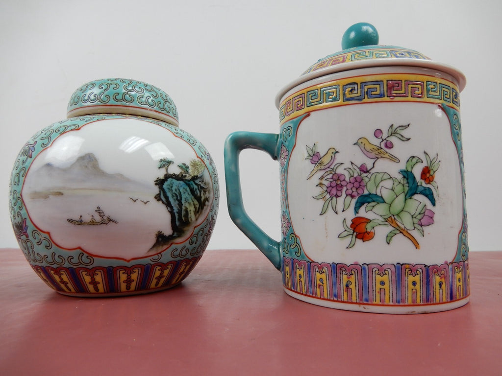 Vintage 6 Piece Oriental Pattern Fine China Porcelain Tea Set