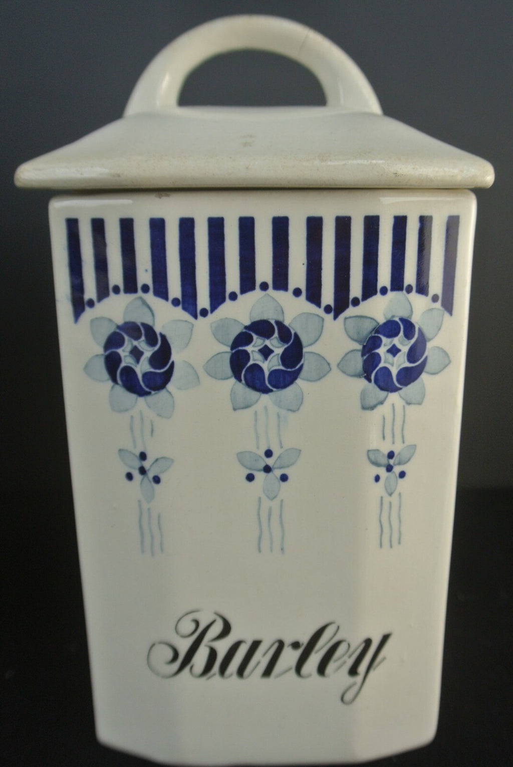 VTG Grete Porcelain Transferware Tea And Barley Storage Jars Set Of 2