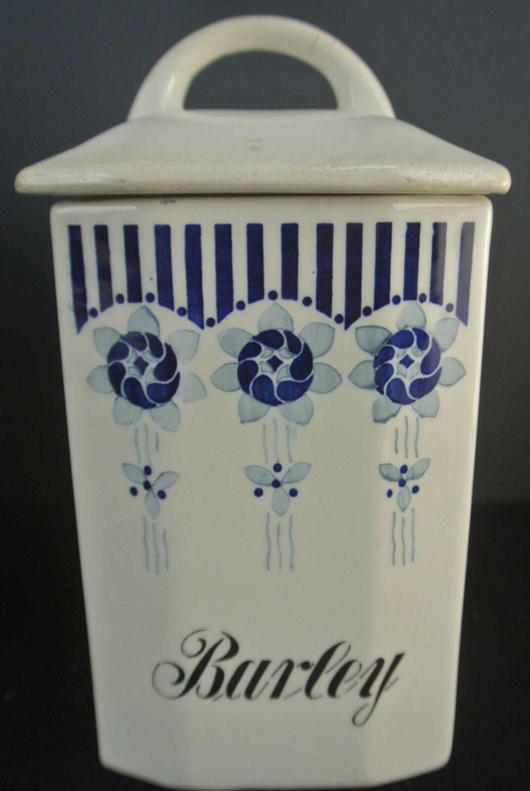 VTG Grete Porcelain Transferware Tea And Barley Storage Jars Set Of 2