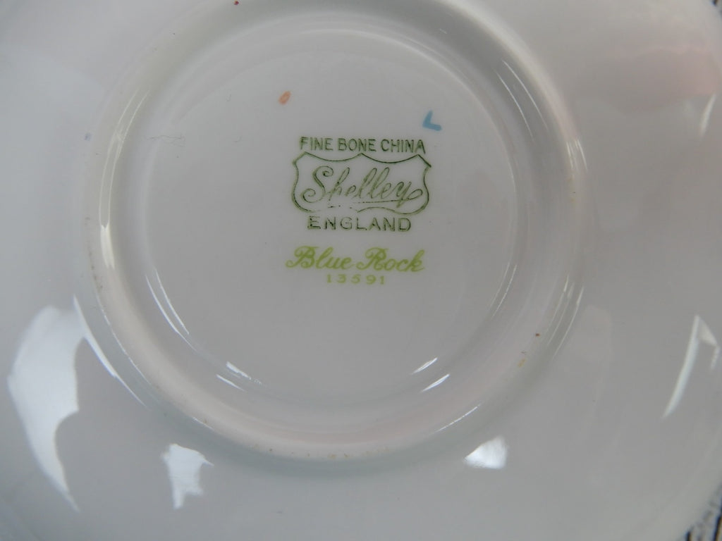 Shelley Blue Rock Trio Cup, Saucer and Dessert Plate Cambridge Shape English