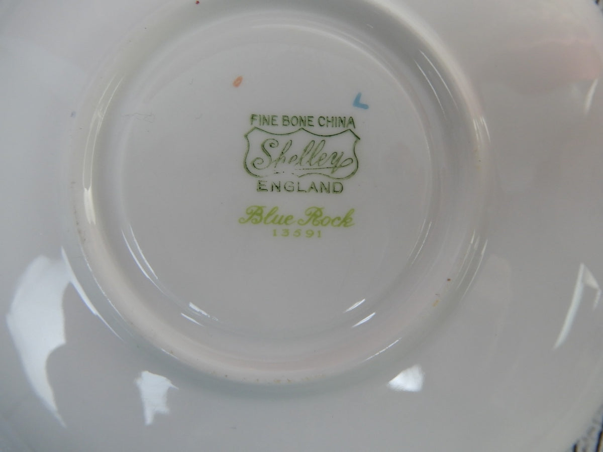Shelley Blue Rock Trio Cup, Saucer and Dessert Plate Cambridge Shape English
