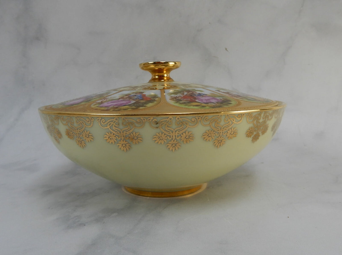 Vintage Fragonard Love Story Beehive NC West Germany Round Candy Dish With Lid
