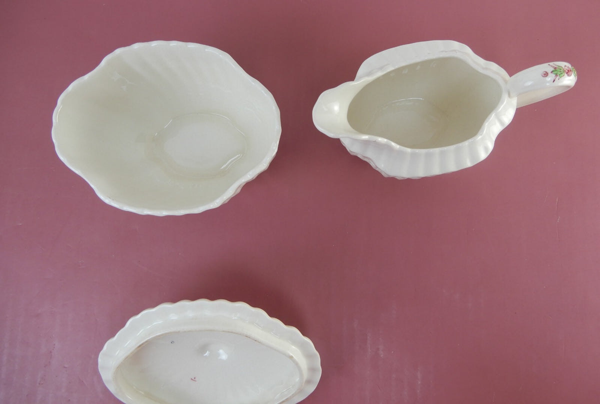 Vtg Copeland Spode "Rose Briar" Sugar Bowl and Creamer