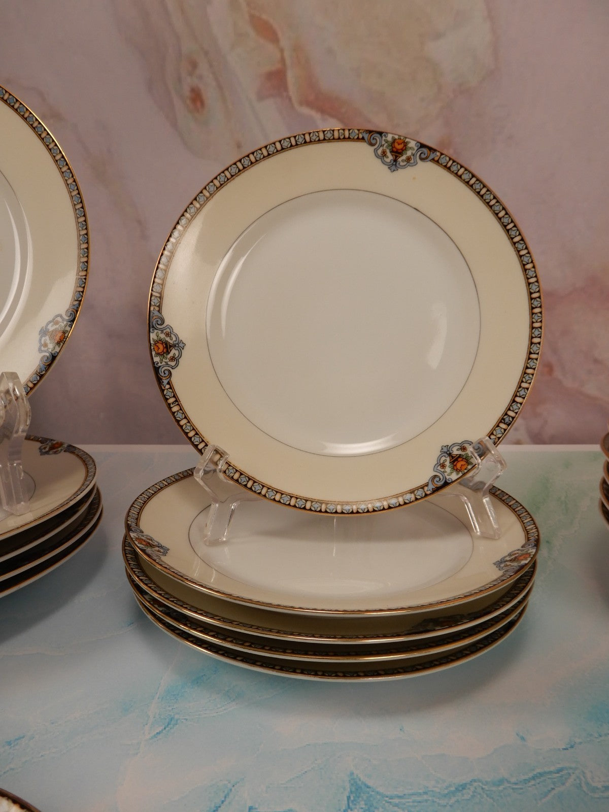 35 Pc  7-Piece 5 Place Setting Noritake Morimura Japan Shirley Pattern