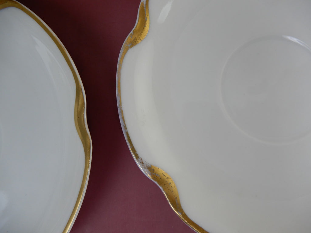 Two Silver Anniversary Schleiger 19 Haviland Limoges Bouillon Cups & Saucers