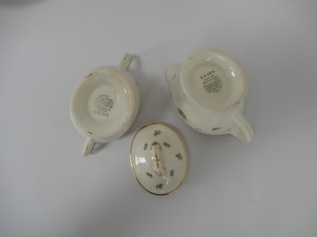 Vtg. Homer Laughlin Eggshell Georgian Rambler Rose Platter, Bowl,Sugar & Creamer
