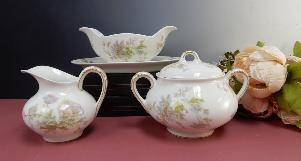 Vintage Haviland Limoges Schleiger 79,Gravy Boat,Sugar Bowl & Creamer