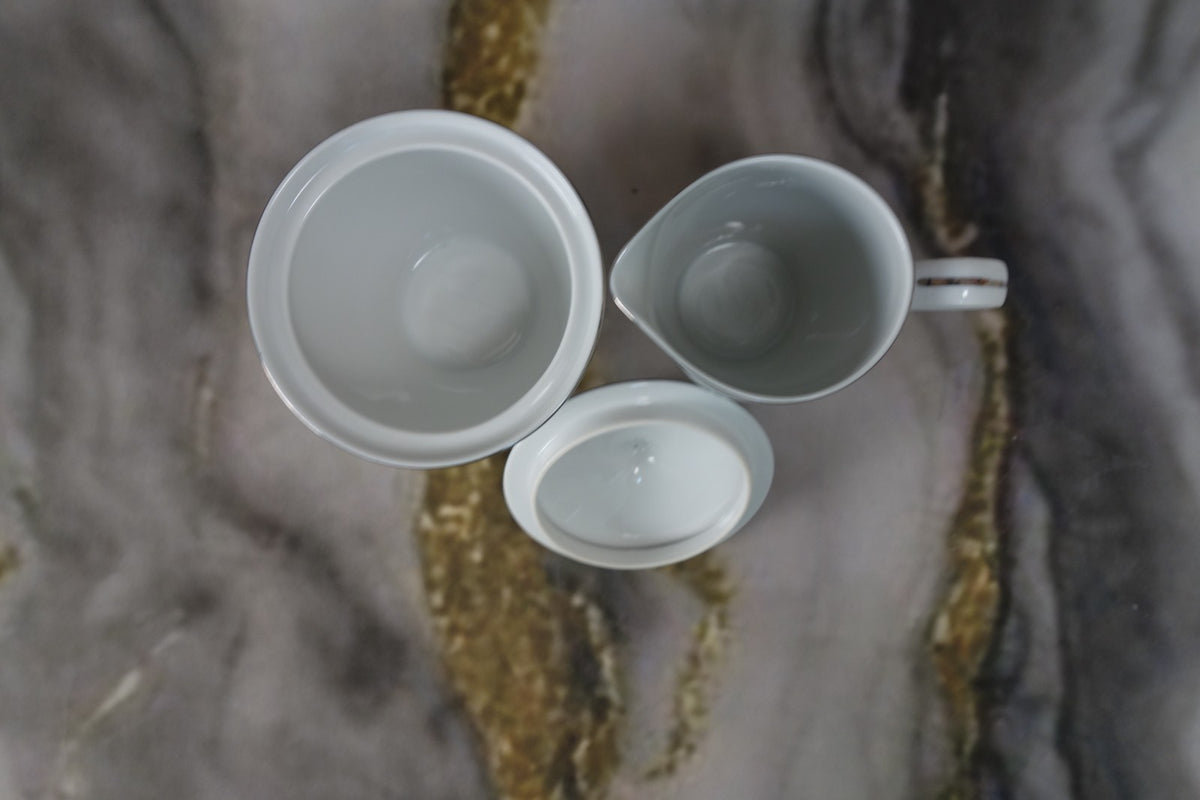 Mikasa Platinum Fascination Pattern Made in Japan Creamer and Sugar Bowl