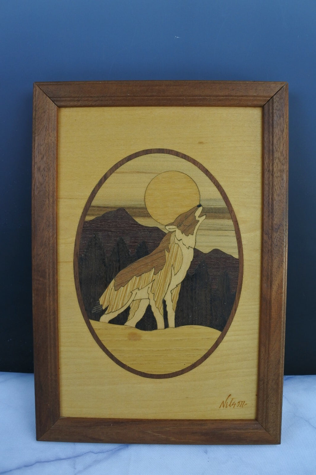 Lot Of 2 Hudson Wood Inlay Decorative Pictures By Nelson